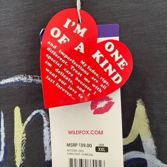 Wildfox women charcoal graphic tee “ Sunny Days” size XXL - Picture 4 of 7